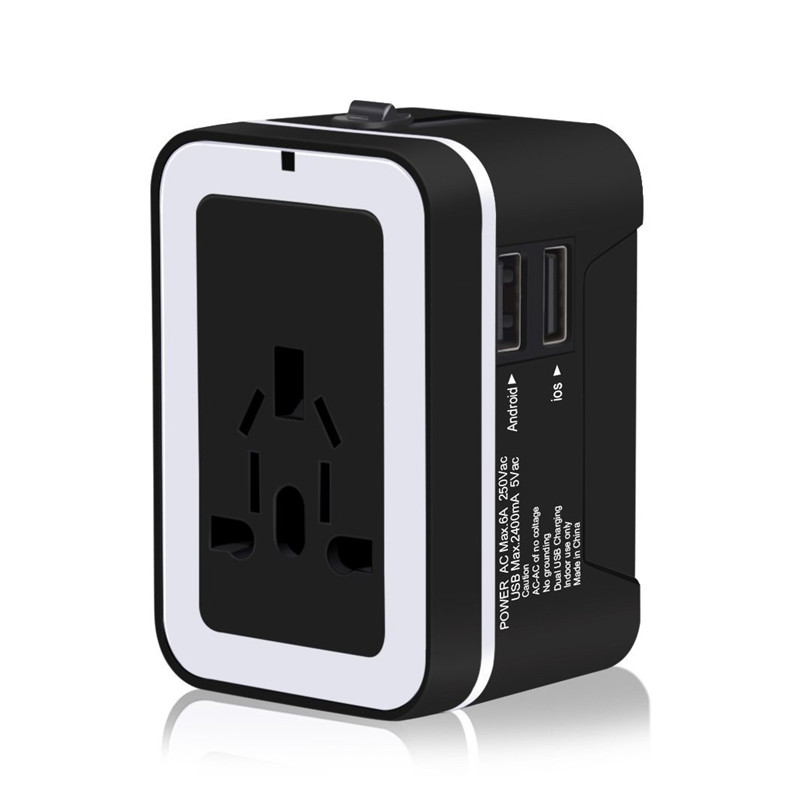 Προσαρμογέας ταξιδίου RRTRAVEL, Universal Universal Power Adapter με 2 θύρες USB και Ευρωπαϊκό προσαρμογέα Plug, Καλό για φορητό υπολογιστή κινητού τηλεφώνου σε περισσότερες από 150 χώρες